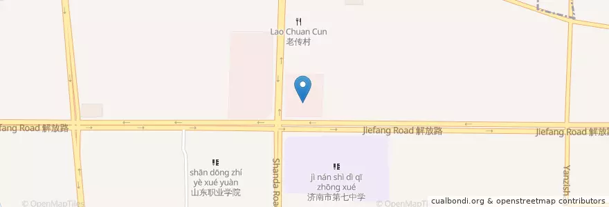 Mapa de ubicacion de 新世纪赛博电影城 en الصين, شاندونغ, 济南市, 历下区, 建筑新村街道.