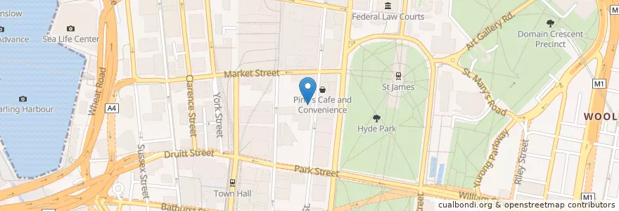 Mapa de ubicacion de Palace Chinese Restaurant en Australië, Nieuw-Zuid-Wales, Council Of The City Of Sydney, Sydney.