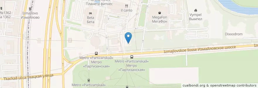 Mapa de ubicacion de Театр кукол "Альбатрос" en Russie, District Fédéral Central, Moscou, Восточный Административный Округ, Район Измайлово.