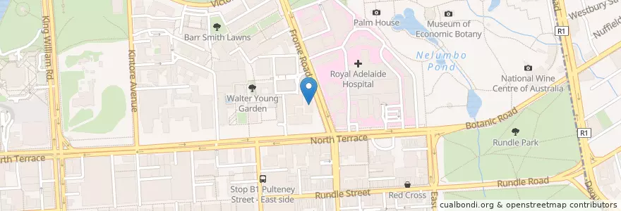 Mapa de ubicacion de The Caf en Australië, Zuid-Australië, Adelaide, Adelaide City Council.