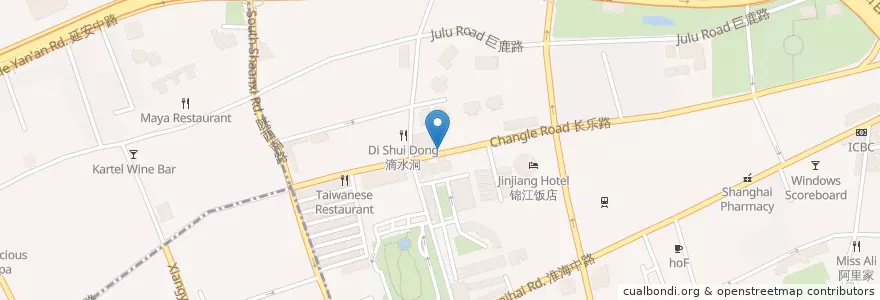 Mapa de ubicacion de 倉浪亭 en الصين, شانغهاي, 黄浦区.