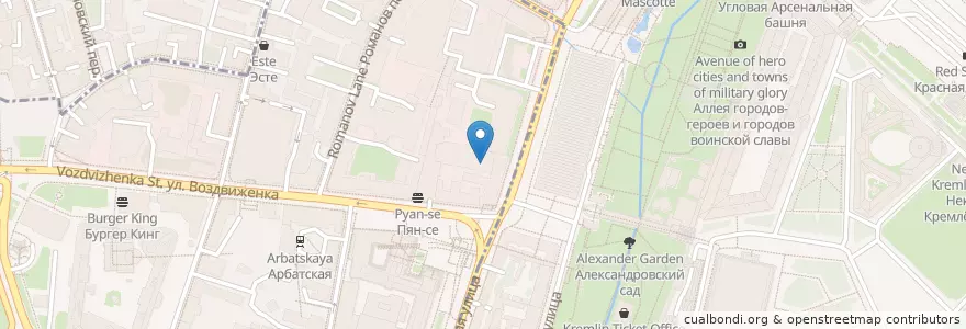 Mapa de ubicacion de Кэти О'Шеа'с en Rusland, Centraal Federaal District, Moskou, Центральный Административный Округ, Район Арбат.