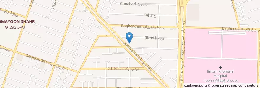 Mapa de ubicacion de داروخانه ایران en Irán, Teherán, شهرستان تهران, Teherán, بخش مرکزی شهرستان تهران.