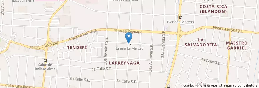 Mapa de ubicacion de Iglesia La Merced en Nikaragua, Departamento De Managua, Managua (Municipio).