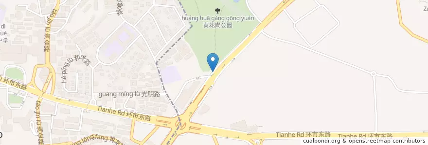 Mapa de ubicacion de 东山广场总站 en Китай, Гуандун, Гуанчжоу, 越秀区, 黄花岗街道.