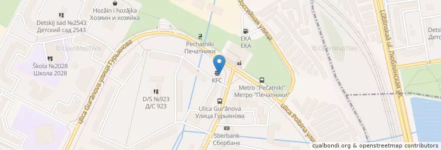 Mapa de ubicacion de Шоколад en Rússia, Distrito Federal Central, Москва, Юго-Восточный Административный Округ, Район Печатники.