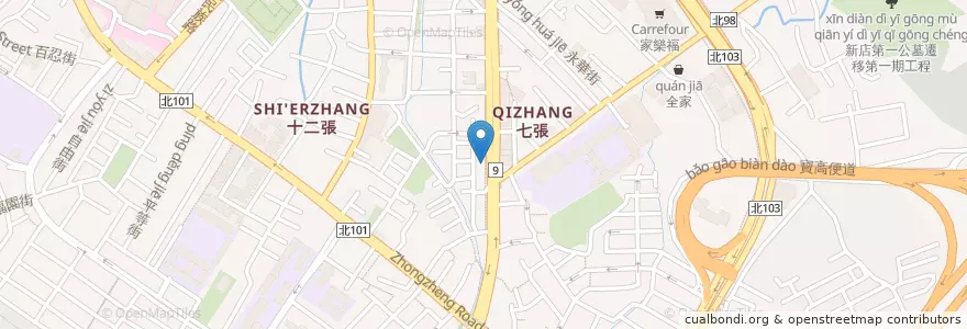 Mapa de ubicacion de 綠時代健康素食 en 臺灣, 新北市, 新店區.