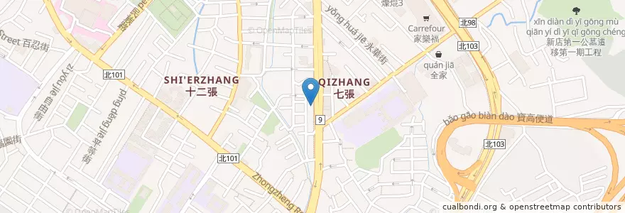 Mapa de ubicacion de 漢堡王 en 타이완, 신베이 시, 신뎬 구.