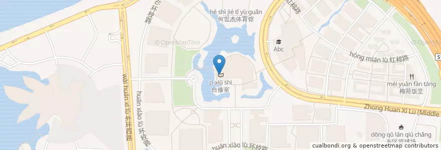 Mapa de ubicacion de 自修室 en China, Guangdong, Guangzhou, 番禺区, 小谷围街道.