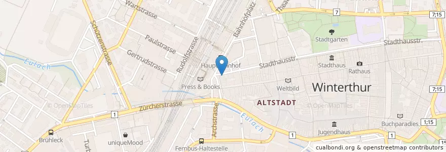 Mapa de ubicacion de Artbar & Café en سويسرا, زيورخ, Bezirk Winterthur, Winterthur.