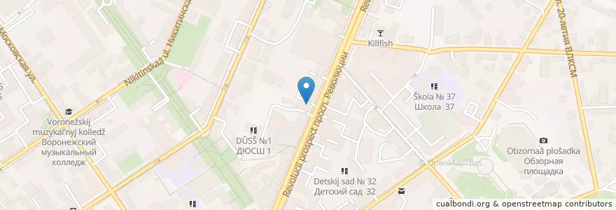 Mapa de ubicacion de Альфа-Банк en Russland, Föderationskreis Zentralrussland, Oblast Woronesch, Городской Округ Воронеж.