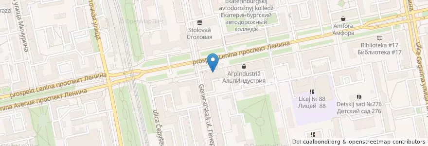 Mapa de ubicacion de Alfa-Bank en Russia, Ural Federal District, Sverdlovsk Oblast, Yekaterinburg Municipality.