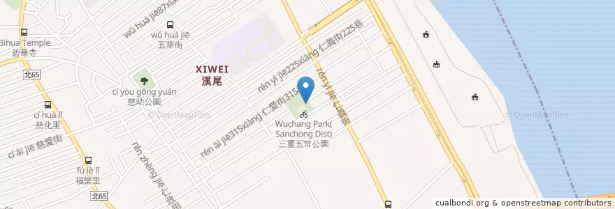 Mapa de ubicacion de 新北市三重區五常地下停車場(入口) en تايوان, تايبيه الجديدة.