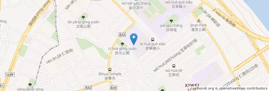 Mapa de ubicacion de 碧華國小地下停車場 en Taïwan, Nouveau Taipei.