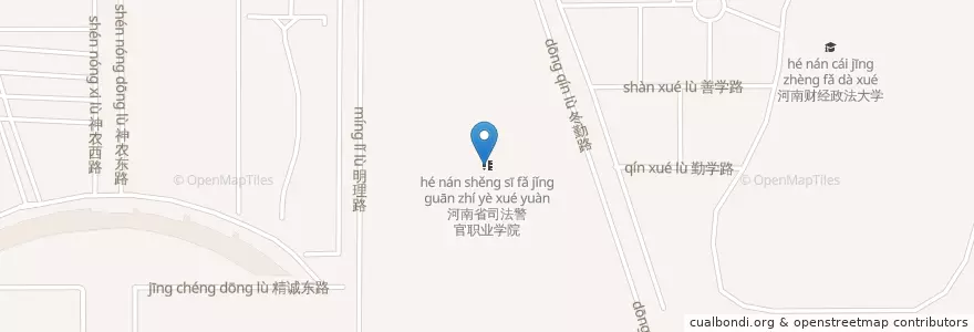 Mapa de ubicacion de 河南省司法警官职业学院 en Китай, Хэнань, Чжэнчжоу, Цзиньшуй, 博学路街道.