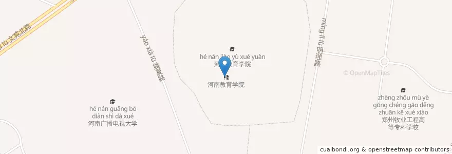 Mapa de ubicacion de 河南教育学院 en China, Henan, Zhengzhou, Jinshui District, Longzihu Subdistrict.