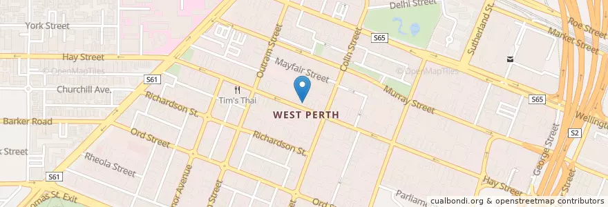 Mapa de ubicacion de Domino's en オーストラリア, 西オーストラリア, City Of Perth.