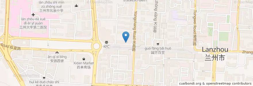 Mapa de ubicacion de 必胜客 en 中国, 甘肃省, 兰州市, 城关区, 张掖路街道.