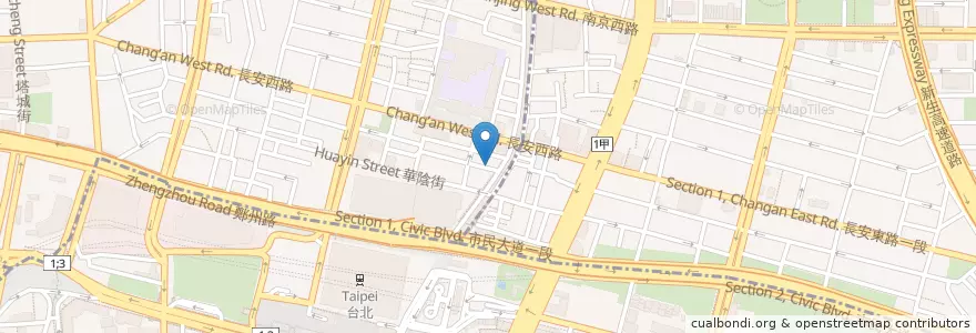 Mapa de ubicacion de 北門教會 en تايوان, تايبيه الجديدة, تايبيه, 中山區.