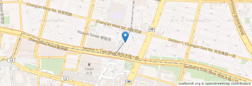 Mapa de ubicacion de 廣東客家小館 en 台湾, 新北市, 台北市, 中山区.