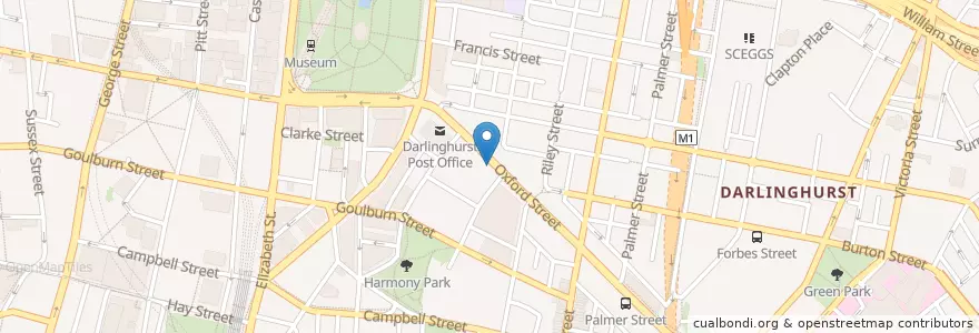 Mapa de ubicacion de Darlinghurst Branch en 澳大利亚, 新南威尔士州, Council Of The City Of Sydney, Sydney.