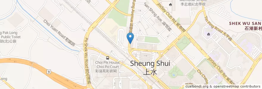 Mapa de ubicacion de 恆鍵藥房 Hang Kin Pharmacy en China, Hongkong, Guangdong, New Territories, 北區 North District.