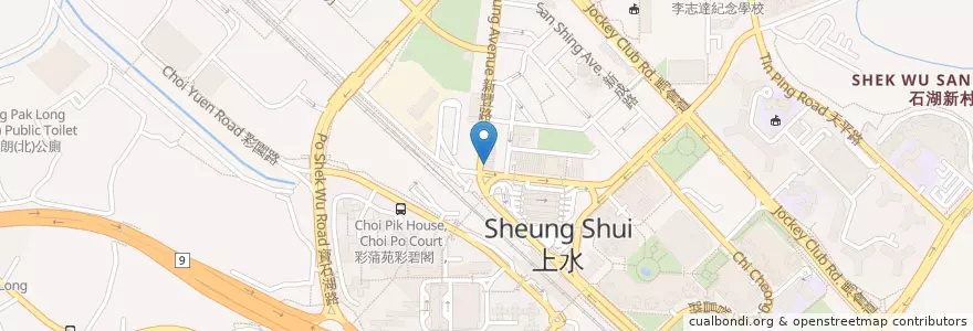 Mapa de ubicacion de 新龍豐藥房 San Lung Fung Dispensary en 中国, 香港 Hong Kong, 广东省, 新界 New Territories, 北區 North District.