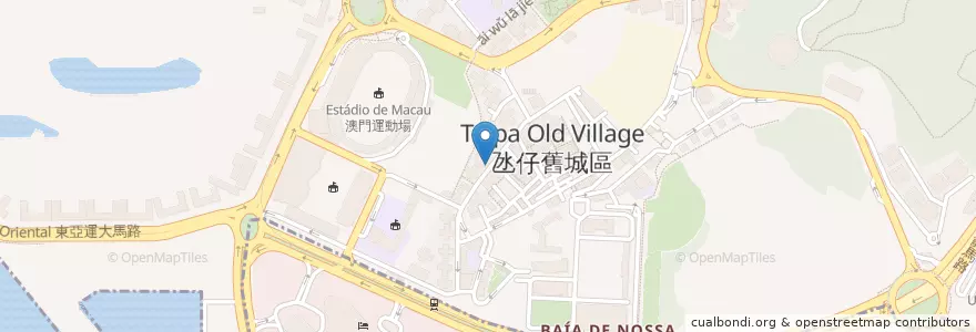 Mapa de ubicacion de 波爾圖餐廳 en Cina, Guangdong, Macao, Taipa, 珠海市, 嘉模堂區 Nossa Senhora Do Carmo, Coloane, 香洲区, 聖方濟各堂區.
