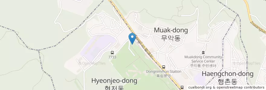Mapa de ubicacion de 서대문독립공원 화장실 en 대한민국, 서울, 서대문구, 천연동.