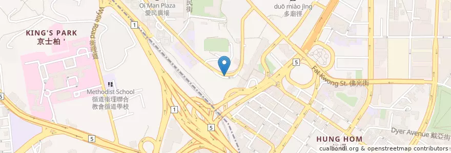 Mapa de ubicacion de 何文田站 Ho Man Tin Station en China, Provincia De Cantón, Hong Kong, Kowloon, Nuevos Territorios, 九龍城區 Kowloon City District.