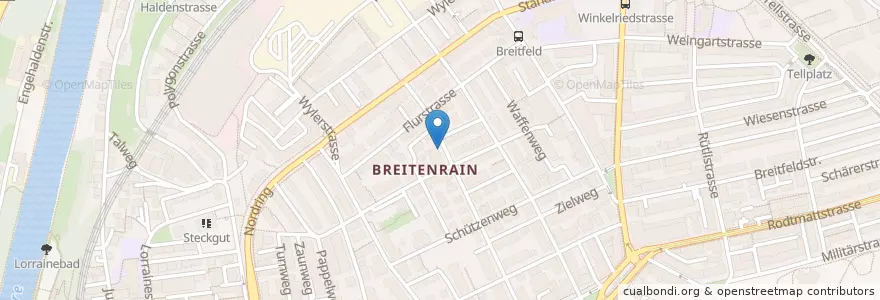 Mapa de ubicacion de Briefeinwurf Bern, Allmendstrasse en Zwitserland, Bern/Berne, Verwaltungsregion Bern-Mittelland, Verwaltungskreis Bern-Mittelland, Bern.