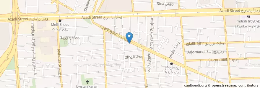 Mapa de ubicacion de بانک رفاه en İran, Tahran Eyaleti, شهرستان تهران, Tahran, بخش مرکزی شهرستان تهران.