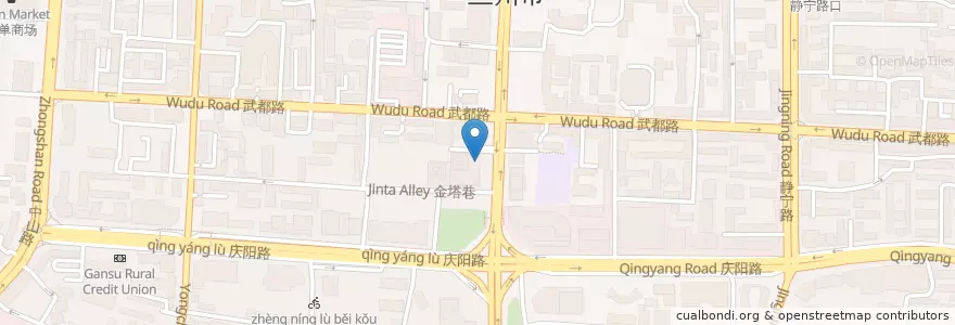 Mapa de ubicacion de 兰州银行 en الصين, قانسو, 兰州市 (Lanzhou), 城关区, 酒泉路街道.