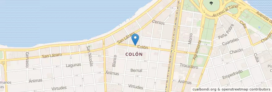 Mapa de ubicacion de Dos Pelotas en کوبا, La Habana, Centro Habana.