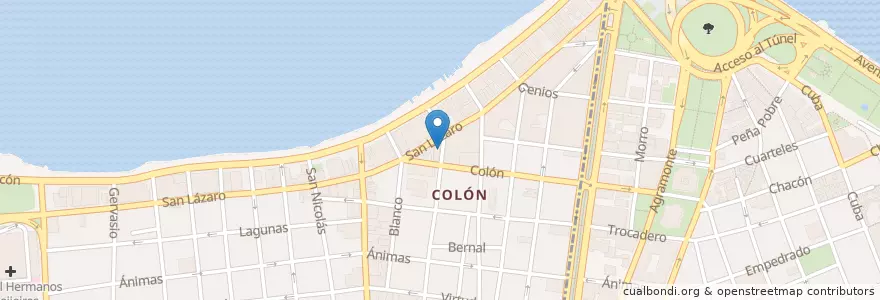 Mapa de ubicacion de El Italiano en Cuba, La Habana, Centro Habana.