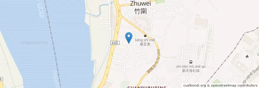 Mapa de ubicacion de 竹鮮精緻風味鍋 en 臺灣, 新北市, 淡水區.