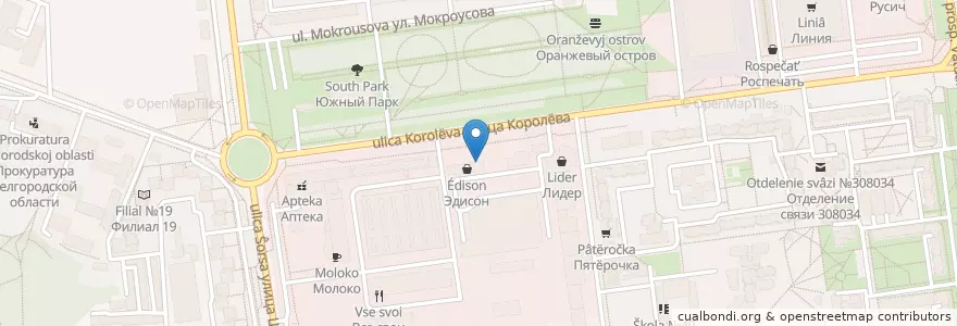 Mapa de ubicacion de Сбербанк en Rusia, Distrito Federal Central, Óblast De Bélgorod, Белгородский Район, Городской Округ Белгород.