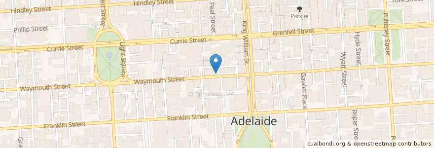 Mapa de ubicacion de Jack Greens en Australie, Australie Méridionale, Adelaide, Adelaide City Council.