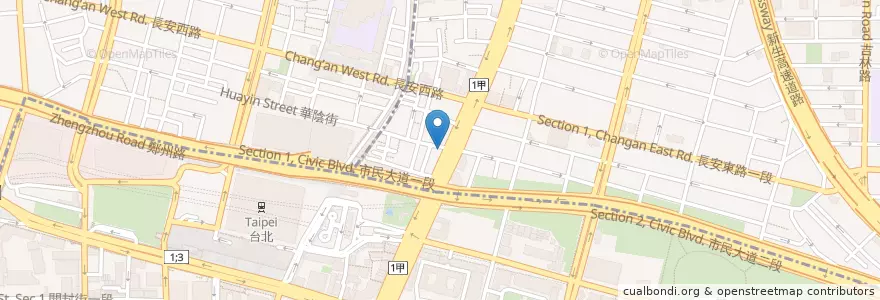 Mapa de ubicacion de 東北大餅 en Tayvan, 新北市, Taipei, 中山區.