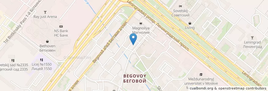 Mapa de ubicacion de район Беговой en Россия, Центральный Федеральный Округ, Москва, Северный Административный Округ, Район Беговой.