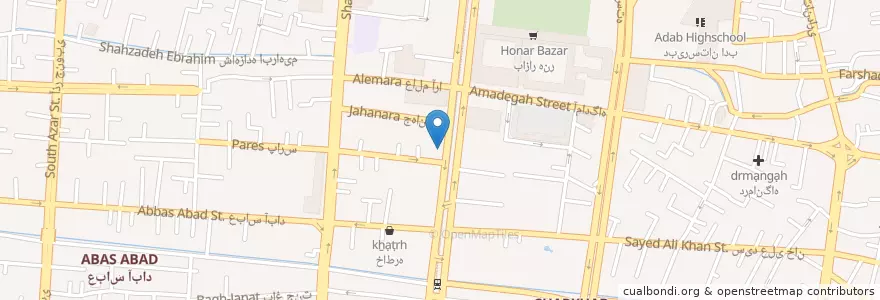 Mapa de ubicacion de شروع en 이란, استان اصفهان, شهرستان اصفهان, بخش مرکزی شهرستان اصفهان, اصفهان.