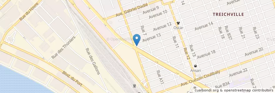 Mapa de ubicacion de Restaurant Africain en コートジボワール, アビジャン, Treichville.