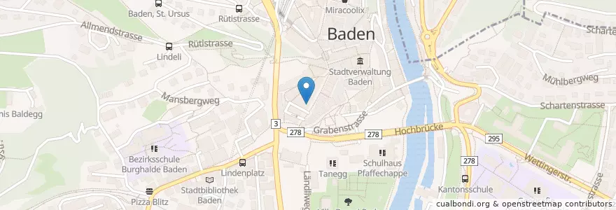 Mapa de ubicacion de Little Itay en Schweiz/Suisse/Svizzera/Svizra, Aargau, Bezirk Baden, Baden.