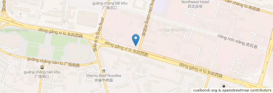 Mapa de ubicacion de 名流火锅 en 中国, 甘肃省, 兰州市, 城关区, 东岗西路.