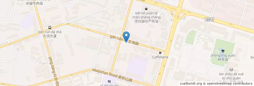 Mapa de ubicacion de 姐弟食府 en Çin, Kansu, 兰州市 (Lanzhou), 城关区, 东岗西路街道.
