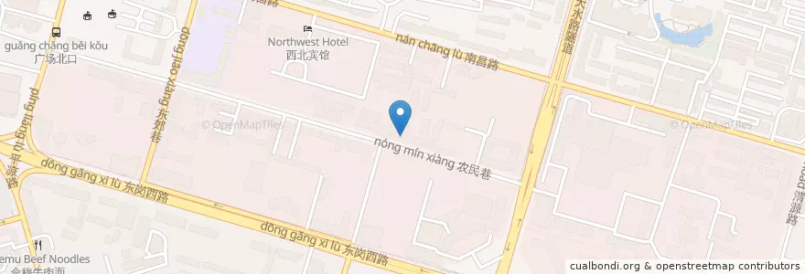 Mapa de ubicacion de 清真蜀九香火锅 en Çin, Kansu, 兰州市 (Lanzhou), 城关区, 东岗西路街道.