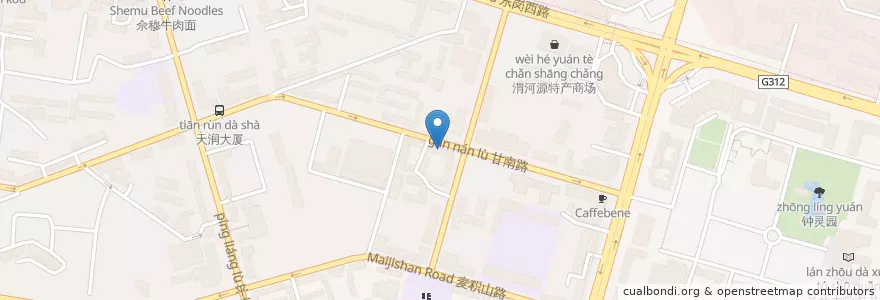 Mapa de ubicacion de 裕盛炸酱面 en 中国, 甘粛省, 蘭州市, 城关区, 东岗西路街道.