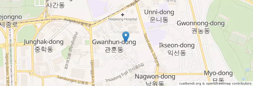 Mapa de ubicacion de 전통다원 en كوريا الجنوبية, سول, 종로구, 종로1·2·3·4가동.
