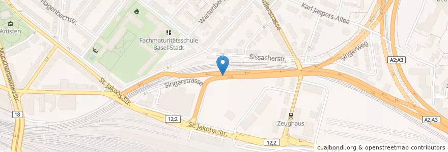 Mapa de ubicacion de Milizfeuerwehr Basel-Stadt, Zug Grossbasel en سوئیس, Basel-Stadt, Basel.
