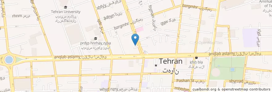 Mapa de ubicacion de بانک آینده en Iran, Teheran, شهرستان تهران, Teheran, بخش مرکزی شهرستان تهران.